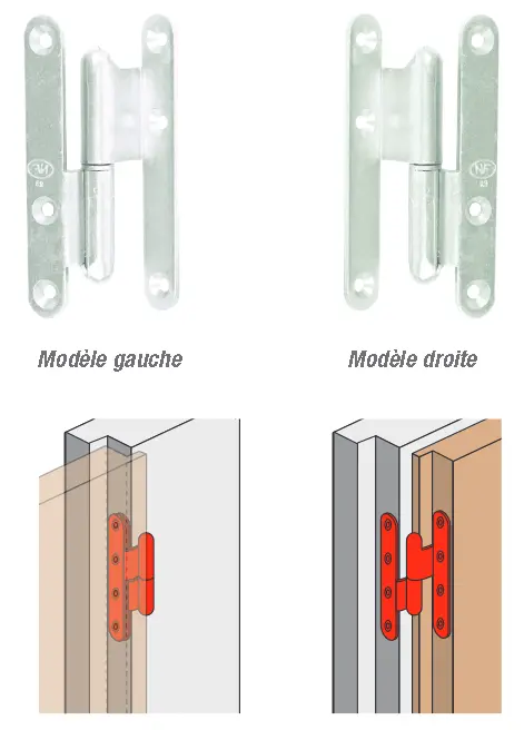 Paumelle bouts ronds à bague coudée TORBEL - 140x60x70 mm - Coudage 90° - Gauche - J532970