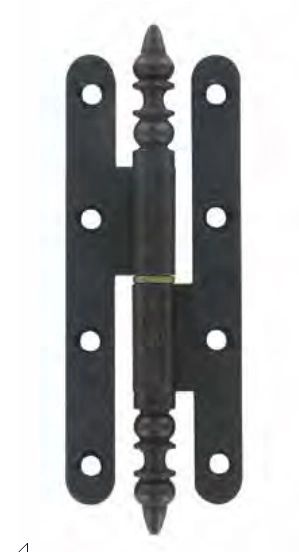 Paumelle n°1 vase rustique n°3 BROS - bouts ronds - acier - 140 x 55 mm - epoxy noir - 3ARD145B