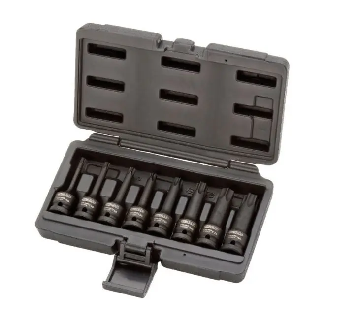 Jeu de douilles tournevis longues à chocs Torx T30-80 1/2'' KS TOOLS - 8 pièces - 911.0901