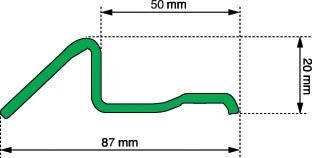 Seuil porte de garage R491 TORBEL - Tôle galvanisé - L.6.10 m - Larg.87/50 mm - H.30 mm - P79107610