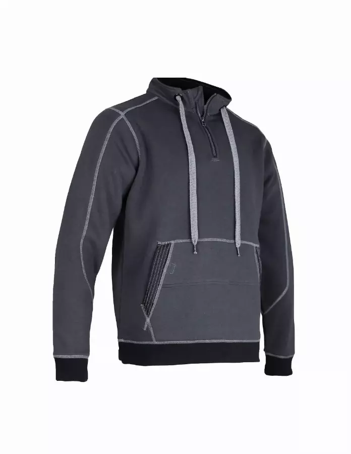 Sweat col montant zippé Gris/Noir LMA COFFRE - 8049