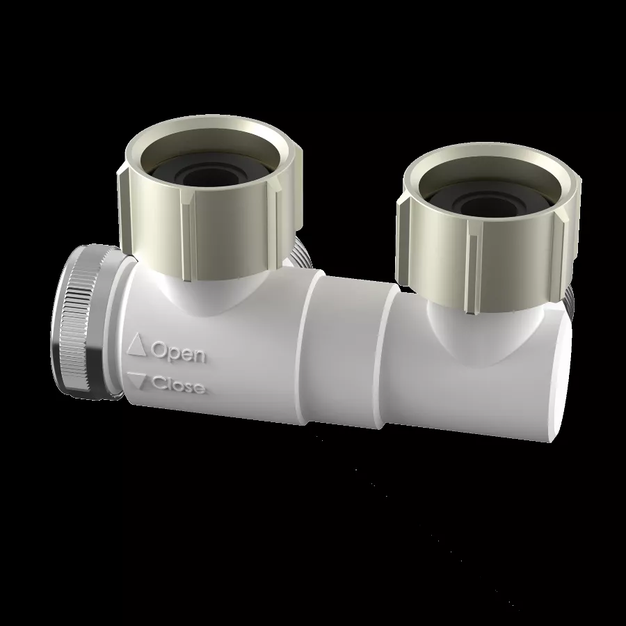 Raccord coudé STELRAD sans vidange pour radiateurs horizontaux avec vanne intégrée - T2106