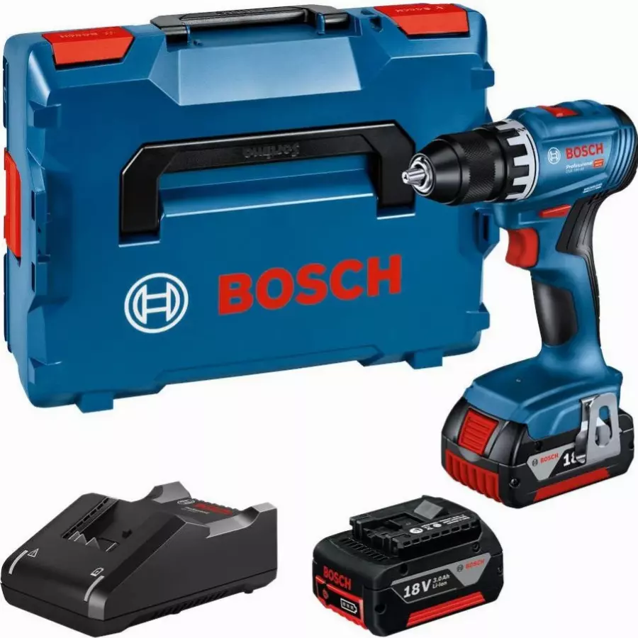 Perceuse-visseuse GSR 18V-45 - BOSCH - avec 2 batteries 18V 3.0Ah - chargeur - L-BOXX - 06019K3204