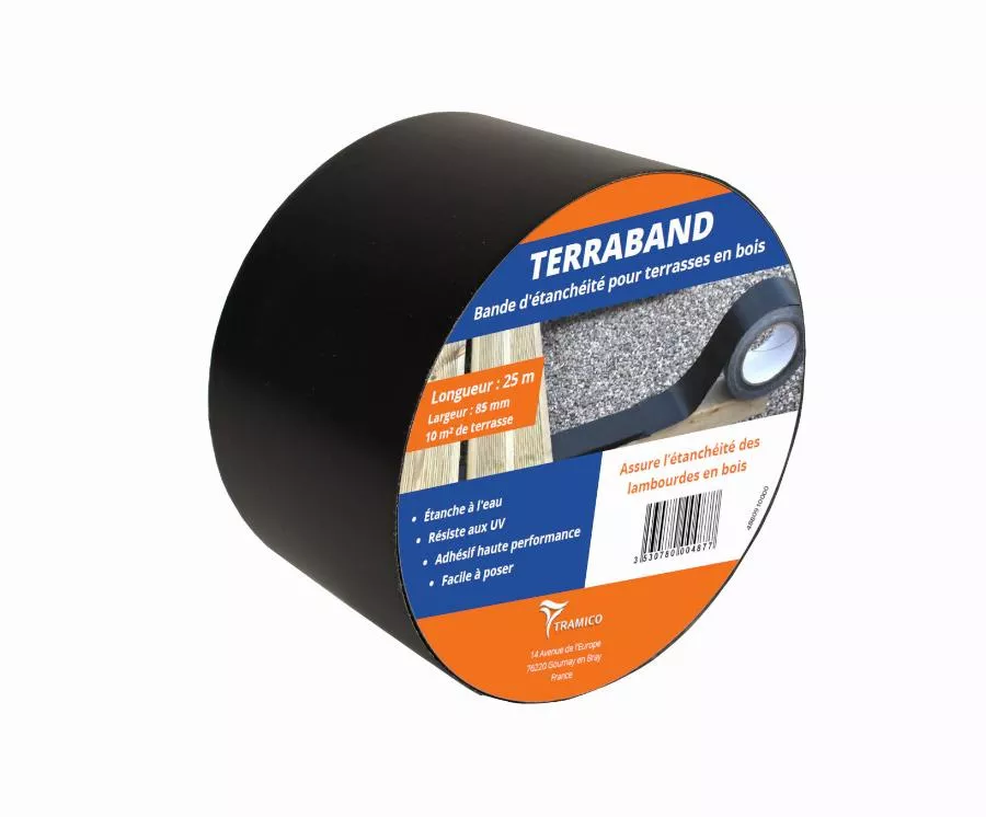 Bande d'étanchéité TRAMICO Terraband pour terrasse Bois  - 85 x 0,3 mm - L 25 m - 3201000000