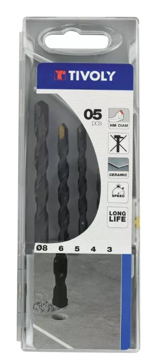 Coffret forets carrelage Ø3-4-5-6-8 mm TIVOLY - 12000370002