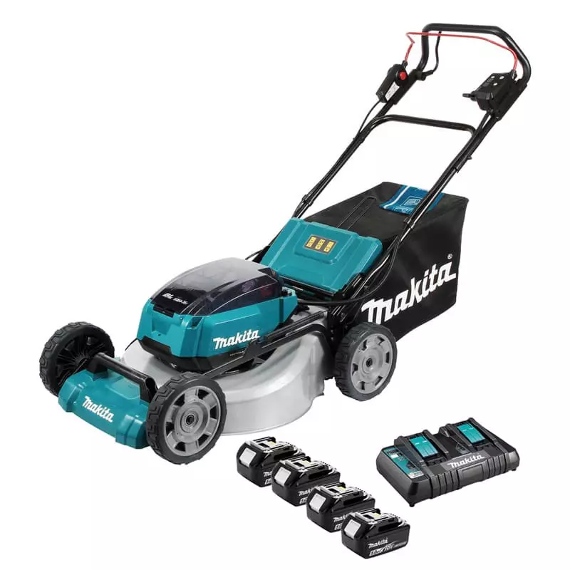 Tondeuse auto-tractée 36V 36V (2X18V LXT) - MAKITA - avec 4 batteries 18V 5.0Ah - DLM532PT4