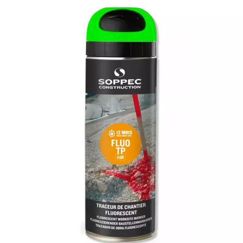 Traceur de chantier fluorescent 500 ml de couleur vert - SOPPEC - 141518O