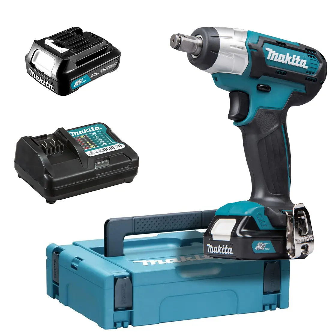 Boulonneuse à chocs 12 V CXT 145 Nm - MAKITA - avec 2 batteries 2.0Ah - chargeur - MakPak - TW141DWAJ