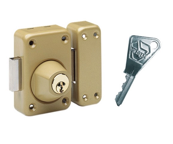 Verrou mécanique 7643 VACHETTE - 2 entrées - V136 - Vernis - Cylindre L.40 - 16152000