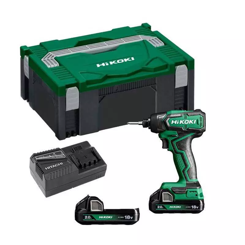  Visseuse à chocs 18V 1/4" 140 Nm (2x2.0 Ah) en HitCase - HIKOKI - avec 2 batteries 18V 2.2 Ah - chargeur - coffret - WH18DDWRZ