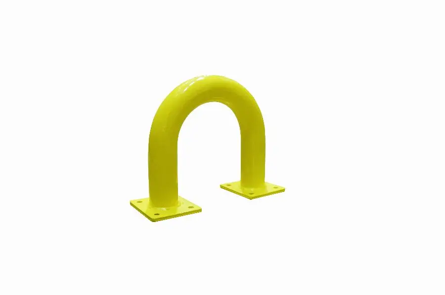 Arceau de protection acier Ø76mm VISO - jaune - 375 x 350 mm - platine de fixation 4 trous 160 x 140 mm - BAR37NJ