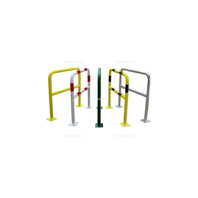 Barrière de protection noire et jaune avec platine 150 x 150 mm VISO - acier galva - 2000 x 1000 m - Ø60 mm - BAR620NJ