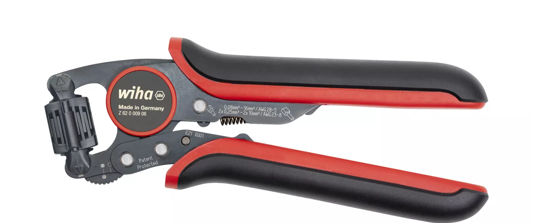 Pince à sertir automatique pour embouts de fils sertissage carré, avec tête de sertissage rotative - WIHA - 45223